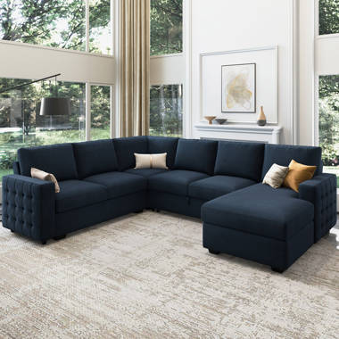 Blue u shaped store sectional sofa